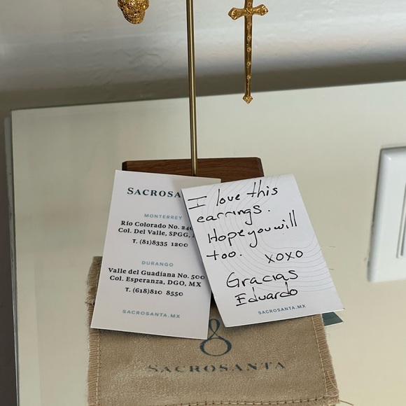 Sacrosanta Earrings - sugar skull & cross mis-matched earrings - Picture 2 of 7